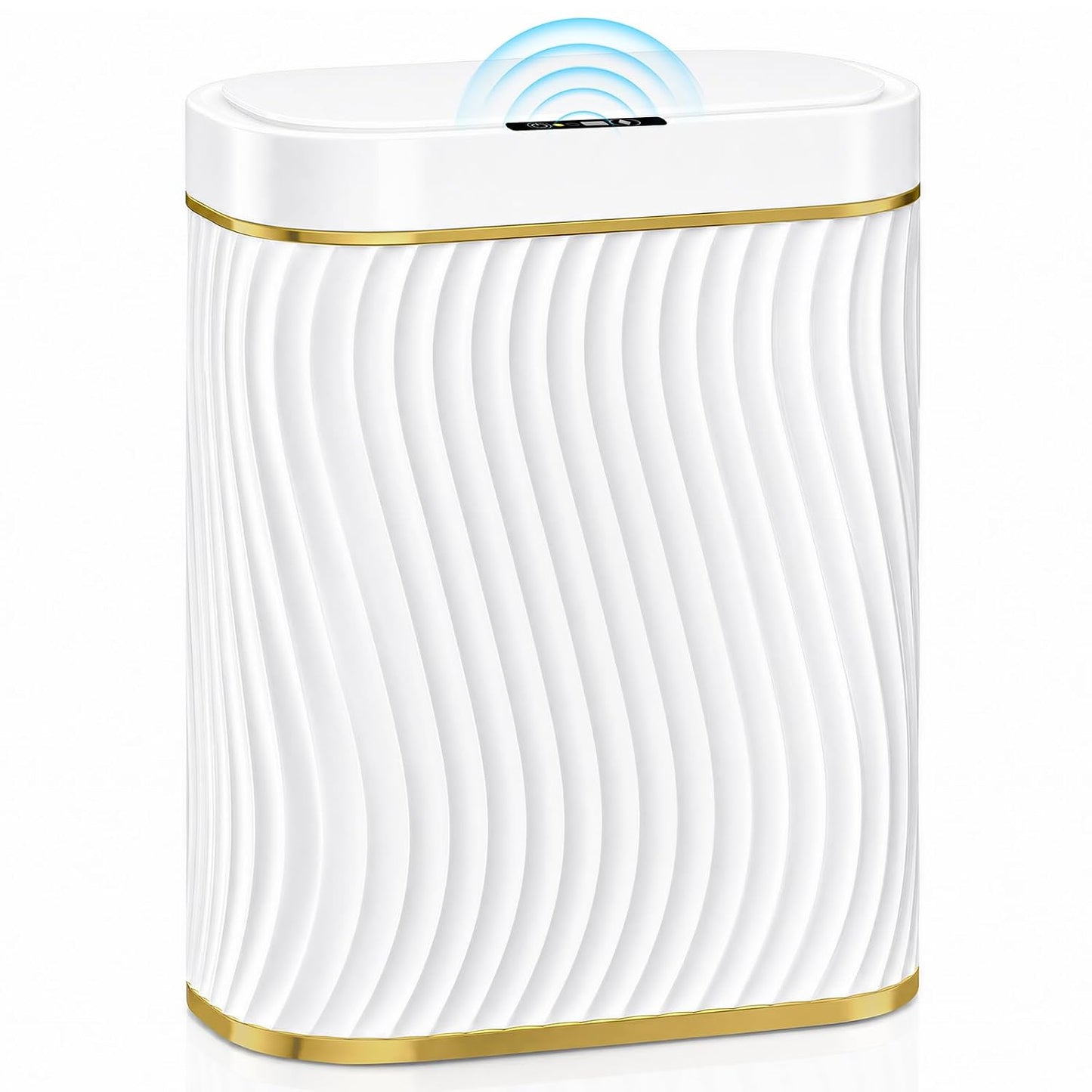 Bathroom Small Trash Can with Automatic Touchless Lid, 2.6 Gallon Smart Garbage Can Narrow Waterproof Trash Bin for Bedroom, Office, Living Room