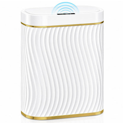Bathroom Small Trash Can with Automatic Touchless Lid, 2.6 Gallon Smart Garbage Can Narrow Waterproof Trash Bin for Bedroom, Office, Living Room