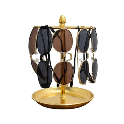 Sunglasses Organizer, Glasses Display Stand for 12 Pairs, Base Storage for Jewelry (Metal+Gold)