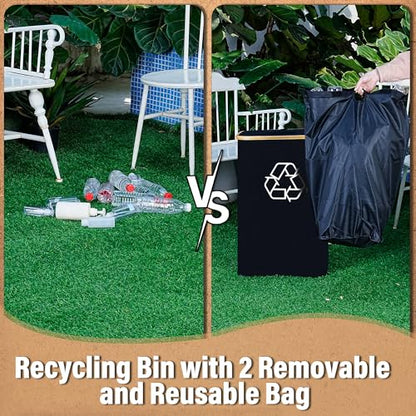 efluky Recycling Bin for Kitchen 26 Gallon, 100L Recycle Bin with 2 Removeable and Reusable Inner Bag, Large Recycling bin with lid for Bottle Can Plastice Stickers (Black)