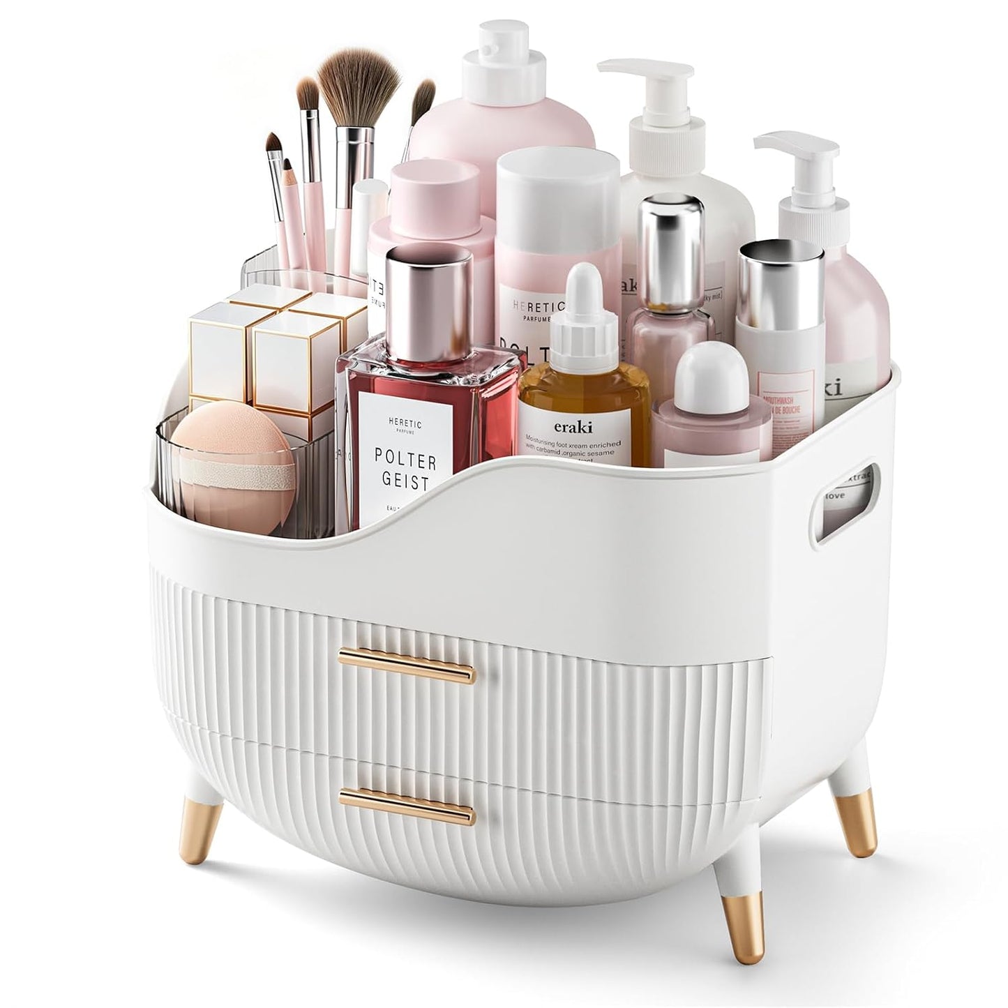 Pajiriona Makeup Organizer with Drawers,Skincare Organizer for Vanity,Storage Box with Handle,Large Cosmetic Display Case for Dresser, Bathroom Countertop