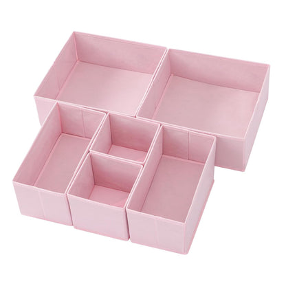 Stero 6 Pack Drawer Organizers for Clothing, Dresser Drawer Organizer Clothes, Fabric Foldable Closet Organizers and Storage Basket Bins for Clothes, Underwear, Bras, Socks (Pink)