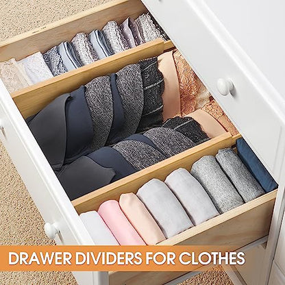 Bamboo Drawer Dividers, Adjustable Drawer Organizers, Fits 12.6–16" Drawers | 2.5" High, 4 Pack Expandable Drawer Separators for Kitchen, Nursery, Dressers & Office Storage, Natural