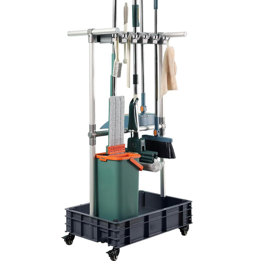 Broom mop Holder Cleaning Supplies Organizer Janit... (Green | Aluminum)