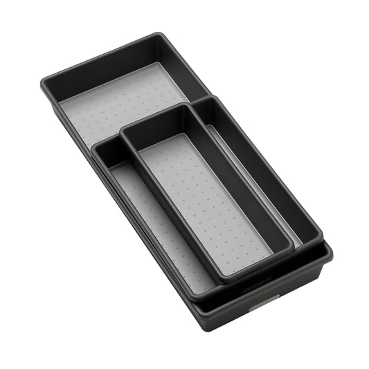 Classic 3 Bin Drawer Organizer Set, Granite (Granite | Plastic)