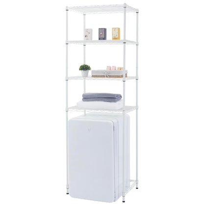 Zvyteay 4 Tier Mini Fridge Shelf Adjustable Height Storage Shelf Metal Storage Rack Mini Fridge and Microwave Stand for Dorm, Kitchen, Office, White