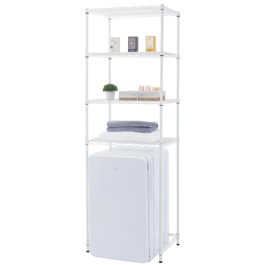 4 Tier Mini Fridge Shelf Adjustable Height Storage... (White | Metal)