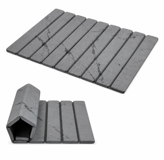 Foldable Stone Bath Mat, Diatomaceous Earth Bath Mat, Super Absorbent & Quick Dry Shower Mat, Non-Slip Diatomite Bathroom Floor Mat, Easy to Clean