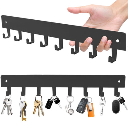 2 Pack Key Holder for Wall, Key Hooks with 8 Hooks, No Drilling Required, Self-Adhesive Key Holder, Hallway Wall Mount Keychain, Key Holder Wall Mount for Corridor, Living Room (Grey)