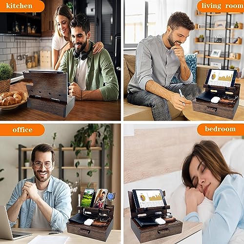 VEIYAILU Gifts for Men Women Husband Son Boyfriend Him Nightstand Organizer Wood Phone Docking Station Birthday Gifts (Walnut)