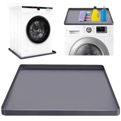 Washing Machine Drain Pan Silicone mat 27"x27" with 0.79" Raised Edges, Leak-Proof Silicone Mat, Non-Slip Waterproof Floor Protector for Washer Dryer (Grey)