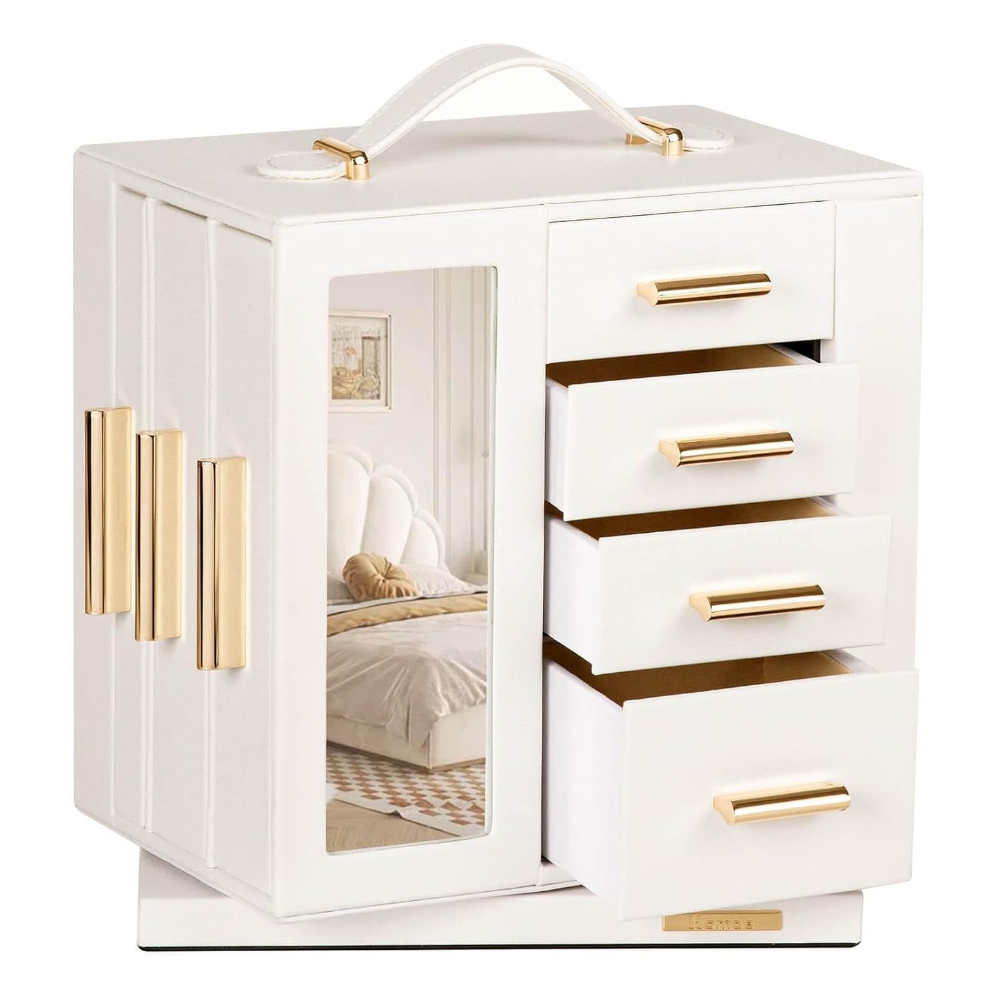 Homde Rotating Jewelry Box for Women: 7-Drawer Organizer with Clear Window | 4-Side Access Sorts Daily Jewelry - Jewelry Lovers Find Favorites Fast on Vanities - Display for Earring Ring Necklace