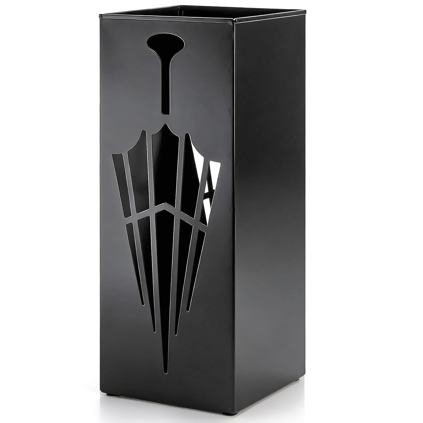 Square Metal Umbrella Stands, Umbrella Holder Rack for Entryway, Canes Walking Sticks Storage Bin Freestanding for Home Office Indoor Hotel Shop, 6.5" x 6.5" x 16.5", Black