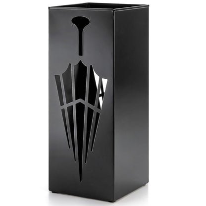 Square Metal Umbrella Stands, Umbrella Holder Rack for Entryway, Canes Walking Sticks Storage Bin Freestanding for Home Office Indoor Hotel Shop, 6.5" x 6.5" x 16.5", Black