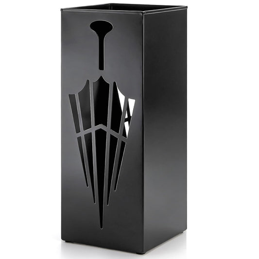 Square Metal Umbrella Stands, Umbrella Holder Rack for Entryway, Canes Walking Sticks Storage Bin Freestanding for Home Office Indoor Hotel Shop, 6.5" x 6.5" x 16.5", Black