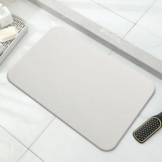 Stone Bath Mat Quick Dry, Diatomaceous Earth Bath Mat Non Slip Absorbent Floor Mat, Diatomite Stone Drying Mat for Bathroom Comes with Non-slip Pad and Sandpaper (Off-White, 24" x 15.5" x 0.4")