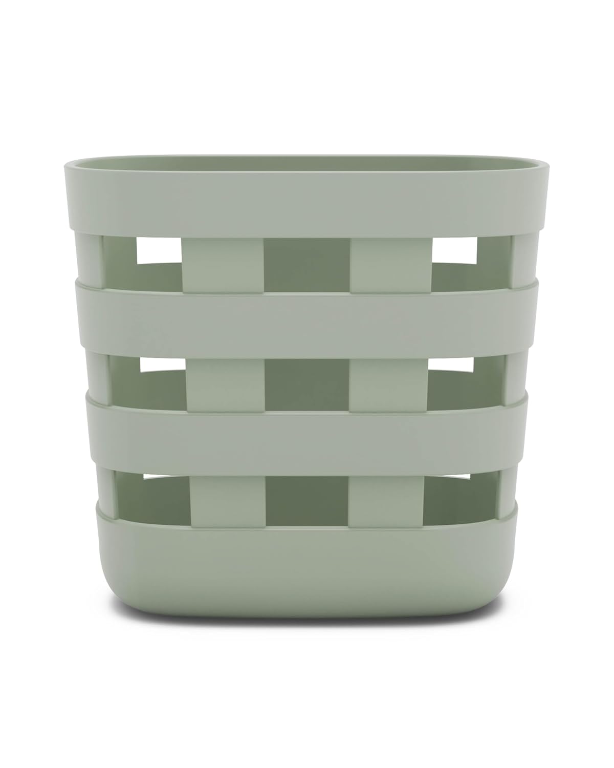 Lalo Bath Time Storage Bin - Keep Items Organized & Dry with Non-Toxic Plastic, Easy Cleanup, Removable Drying Bin, Woven Baby Organizer, Secure Wall Attachment, 9 x 5.5 x 8.5 in - Sage