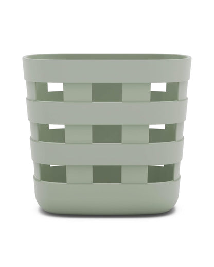 Lalo Bath Time Storage Bin - Keep Items Organized & Dry with Non-Toxic Plastic, Easy Cleanup, Removable Drying Bin, Woven Baby Organizer, Secure Wall Attachment, 9 x 5.5 x 8.5 in - Sage