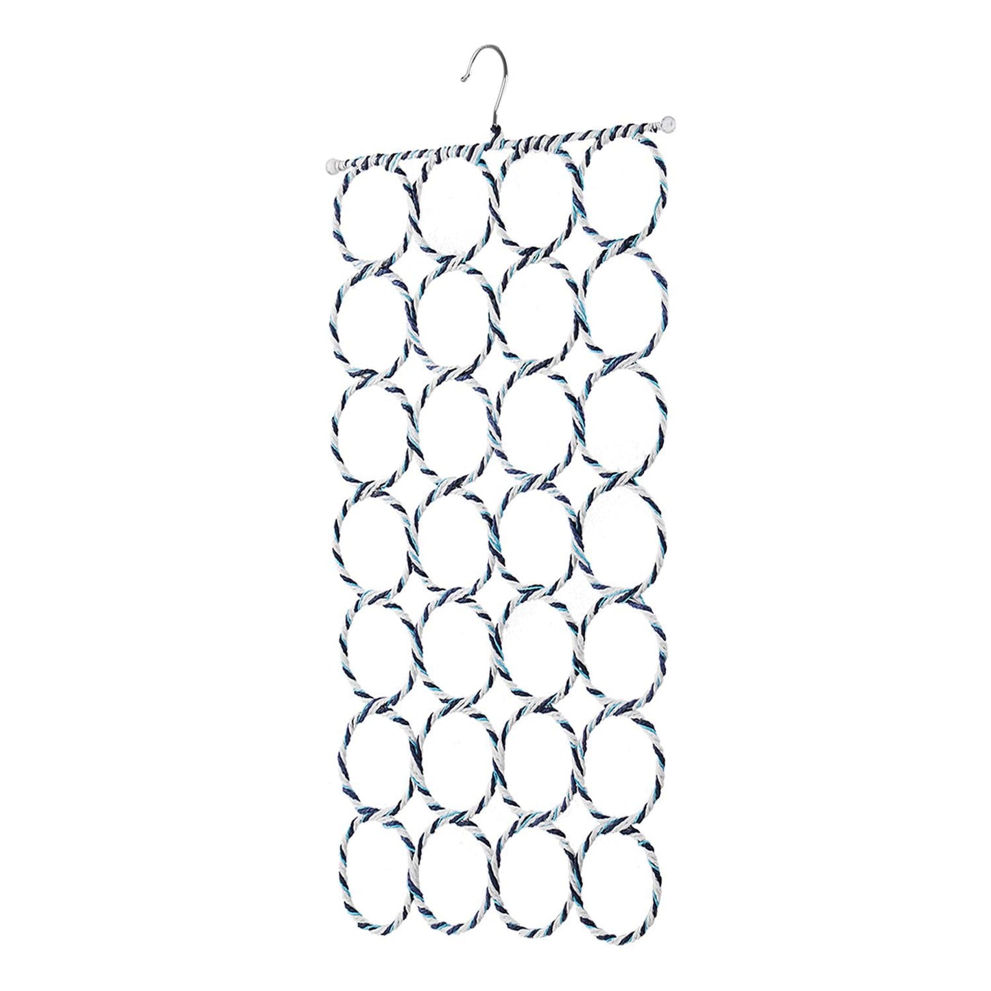 Flexzion Scarf Hanger, 28-Loop Closet Organizer, 1 Pack, Color May Vary | Scarf organizer for closet use; woven loops hold multiple scarves and double as a hijab hanger for shawls, ties and belts.