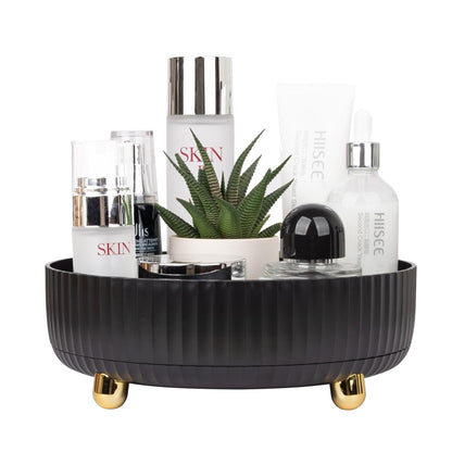 360 Rotating Makeup Perfume Organizer Skincare Tray, Small Black | 360 Degree Spinning Lazy Susan Organizer Lotion Cosmetics Storage for Dresser, Vanity, Bathroom Countertop