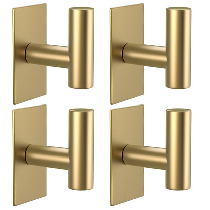 VAEHOLD Wall Towel Hooks, Heavy Duty Sticky Holder Waterproof Towel Hooks for Hanging Coat, Clothes, Closet Hook Wall Mount for Kitchen (Gold, 4 Pack)