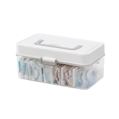 Plastic Bandages Organizer with Lid and Adjustable Dividers | Clear First Aid Bandage and Tapes Storage Container, For Home Office, Bathroom Medicine Cabinet, Ointments, Medical Wrap