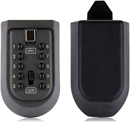 Indoor & Outdoor Key Lock Box Wall Mounted Push Button Combination Key Safe Storage Security Lock Box with Black Rubber Cover & Wall Bolt Fixings for 5 to 7 Mortise Style Keys