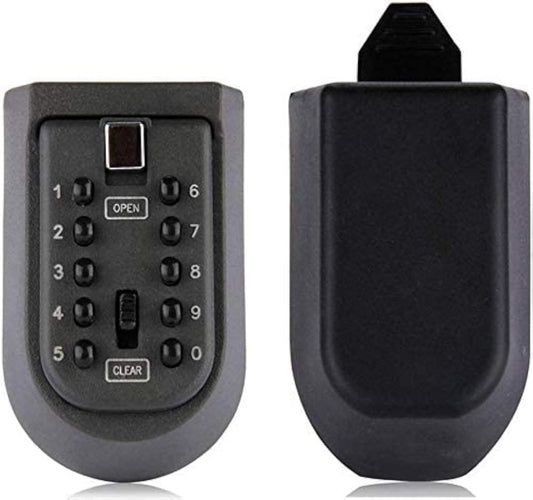 Indoor & Outdoor Key Lock Box Wall Mounted Push Button Combination Key Safe Storage Security Lock Box with Black Rubber Cover & Wall Bolt Fixings for 5 to 7 Mortise Style Keys