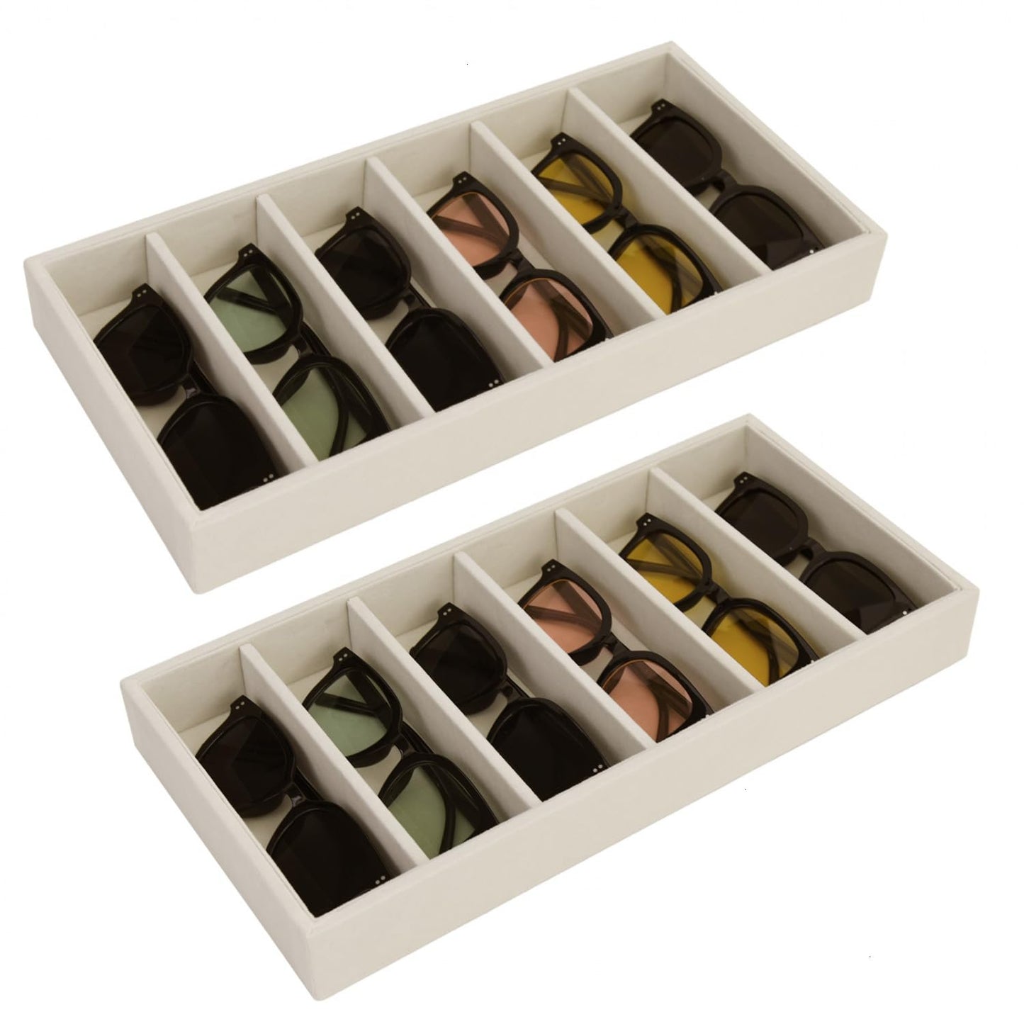 2 Pack Sunglasses Organizer Storage Glasses Holder Velvet Jewelry Tray, Glasses Organizer Eyeglasses Sunglasses Tray for Jewelry Display Watch