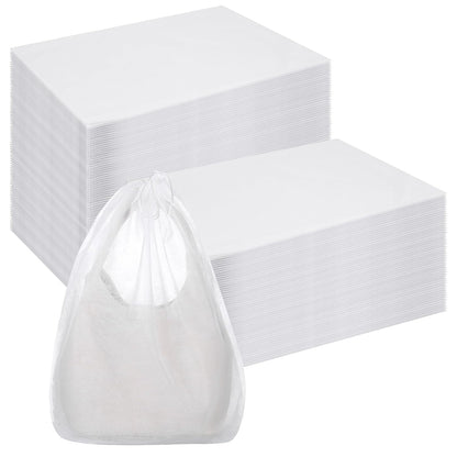 120 Pcs Dust Proof Storage Bags, Breathable Non Woven Fabric Dust Covers with Drawstring for Handbags, Purses, Shoes, and Portable Travel Organizer, 19.7x15.7 Inch, White
