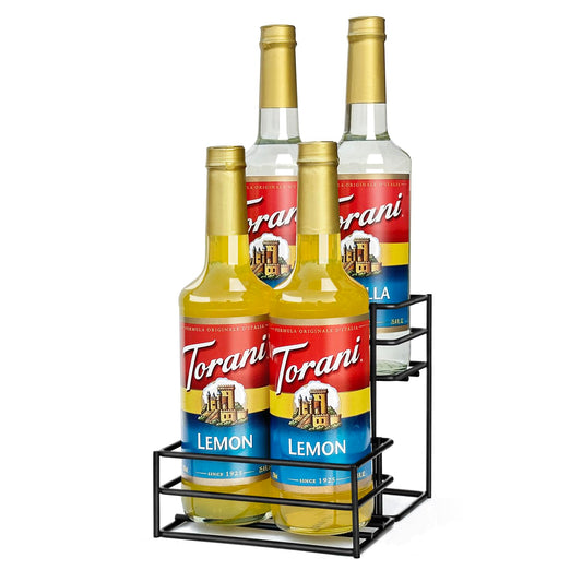 Coffee Syrup Rack (4 Bottle Capacity)，Coffee Syrup... (Black | Iron)