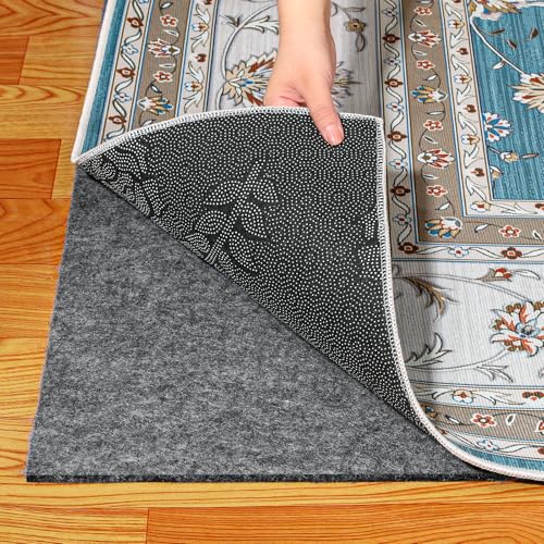 Waterproof Rug Pad 6x9 Ft, Under Area Carpet Padding, Non Slip Felt Rug Pads for Hardwood Floors, Protective Underlay Keeps Rugs in Place Without Wrinkles