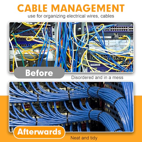 1200pcs Black Cable Zip Ties 12 Inch, Heavy Duty Plastic Nylon Tie Wraps with 50lb Tensile Strength for Indoor & Outdoor