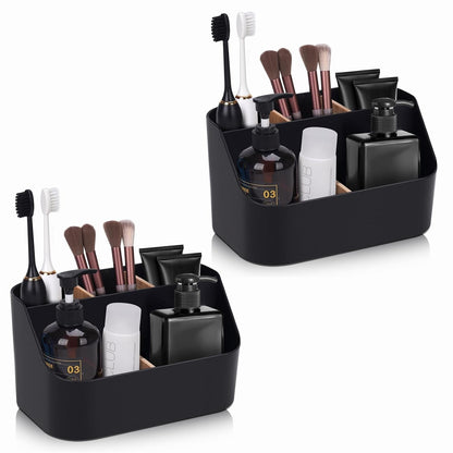 Set of 2Toothbrush Holder for Bathrooms,Bathroom Organizer Countertop,5Slot Electric Toothbrush Toothpaste Holder Razor Lotion Stand Caddy,Large Capacity Vanity Office Corner Accessories Storage Black