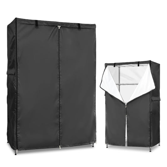 Wire Rack Covers,Heavy Duty 600D Dustproof Waterproof Storage Rack Covers for Metal Shelves,Storage Shelf Cover with Zipper for Wire Shlef,48''W x 19''D x 72''H,Black