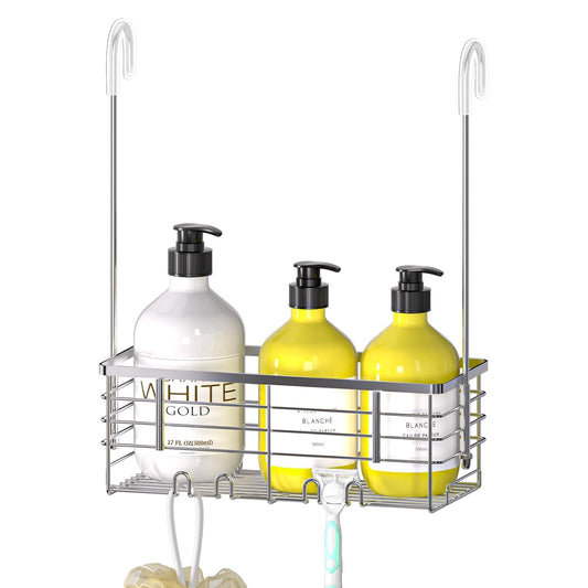 DELLAN Hanging Shower Organizer, Shower Rack with Hooks Over the Door | Bathroom Shower Caddy and Basket