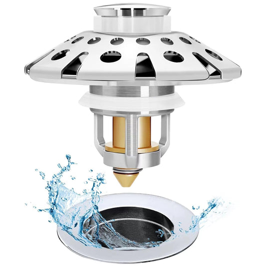 Bathroom Sink Stopper,Sink Hair Catcher,Bathroom S... (Chrome Silver)