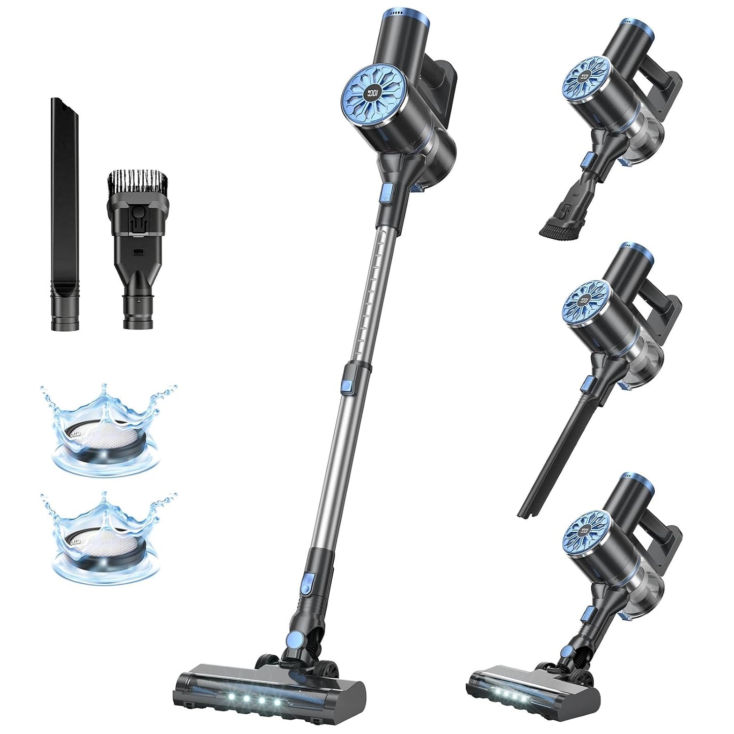VIPSUN Cordless Vacuum Cleaners for Home, 40KPA, 50Mins, Self-Standing | Stick Vacuum Cordless Rechargeable with LED Screen for Pet Hair, Carpet, Hardwood Floor, Lightweight Vacuum suitable for dorm