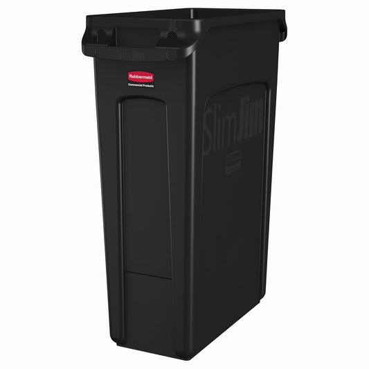 Slim Jim Plastic Rectangular Trash/Garbage Can Wit... (Black | Plastic)