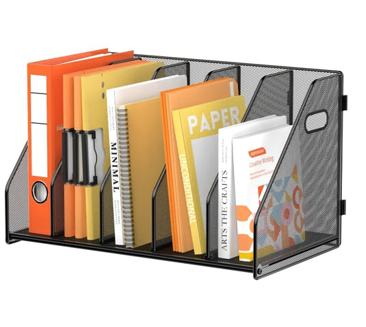Binder Organizer, Magazine File Holder with 5 Vert... (Black | Metal)