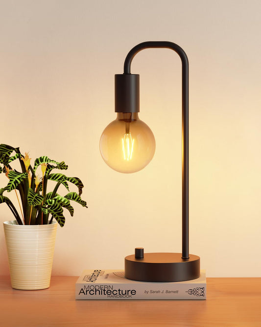 Industrial Table Lamp for Bedroom, Fully Dimmable... (Black 1 pack | Metal)