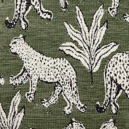 Tov Furniture Dex Olive Green Leopard Jacquard Ottoman