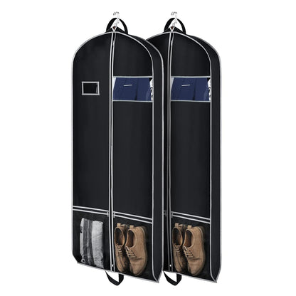 Zilink Long Garment Bags for Dresses Coat Bags for Travel & Storage 60 in | 2 Large Pockets, 2 Carry Handles, Gusseted, Suit Cover Protector for Suit Coat Dress Tuxedos, Set of 2