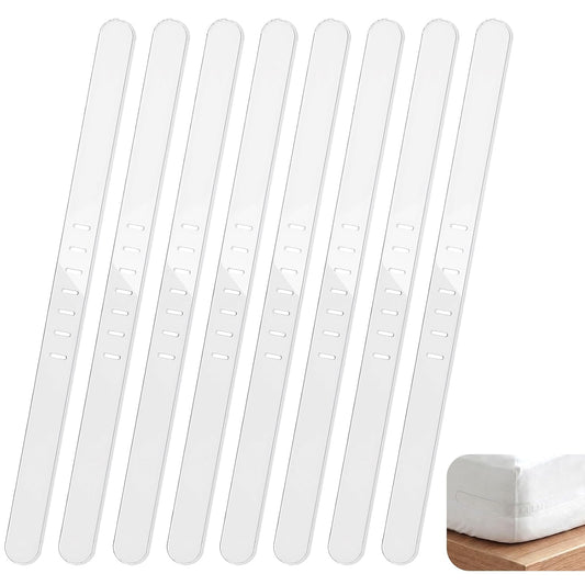 8 Pcs Replacement Strips for Bed Sheet Holder, Clear Bedsheet Replacement Straps Compatible with Most Bed Lock Sheet Holders