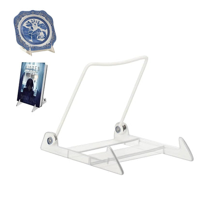 KINGDOM SOLUTIONS MADE IN USA 4-Pack Adjustable Acrylic Easels - Plate Stand - Sturdy Book Stand for Art, Pictures, Plates, Frames - Unique on the Market