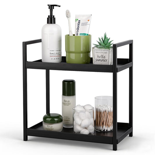 Bathroom Counter Organizer Vanity Storage Countert... (4 Count | Black | Plastic)