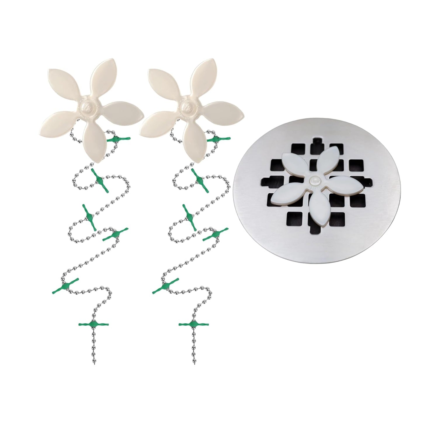 Shower Drain Hair Catcher – Disposable Bathroom Hair Trap, Easy to Install in Shower Drain Cover, Helps Prevent Clogs – As Seen on Shark Tank – White Flower (2-Pack)