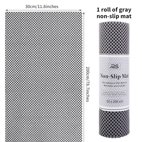 Non-Slip Mat Area Rug Pad Anti Slip Gripper Roll Rubber Matting Waterproof Floor Mat PVC Shelf Drawer Liner for Home, Office, Cars, Caravans (Gray, 30 x 200 cm)