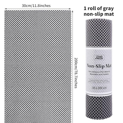 Non-Slip Mat Area Rug Pad Anti Slip Gripper Roll Rubber Matting Waterproof Floor Mat PVC Shelf Drawer Liner for Home, Office, Cars, Caravans (Gray, 30 x 200 cm)