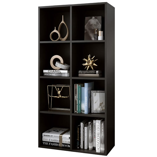 8-Cube Storage Shelf Bookcase, Black (Black | Engineered Wood)